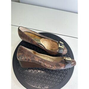 MK Michael Kors Wooden Wedge Python Heel Sz 7 M